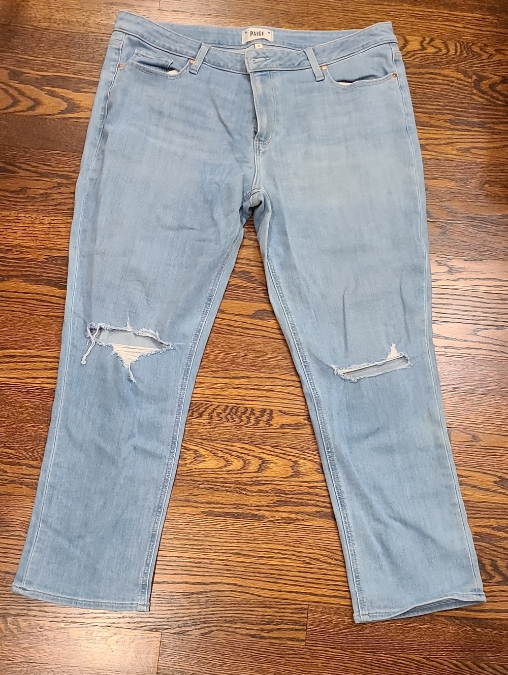 PAIGE Light Wash Distressed Boyfriend Jeans Brigitte 33